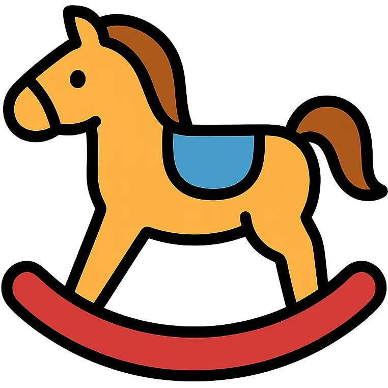 rocking horse, color icon style, playful and rounded, minimal details emoji