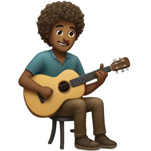 whiman with curly hair and ukulelee  emoji