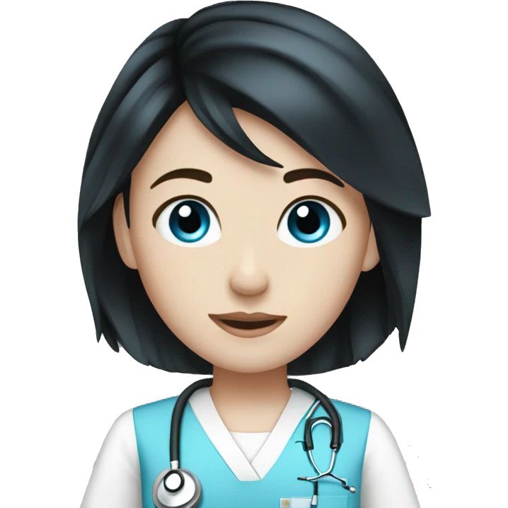 Nursing emoji girl pale skin black hair blue eyes  emoji