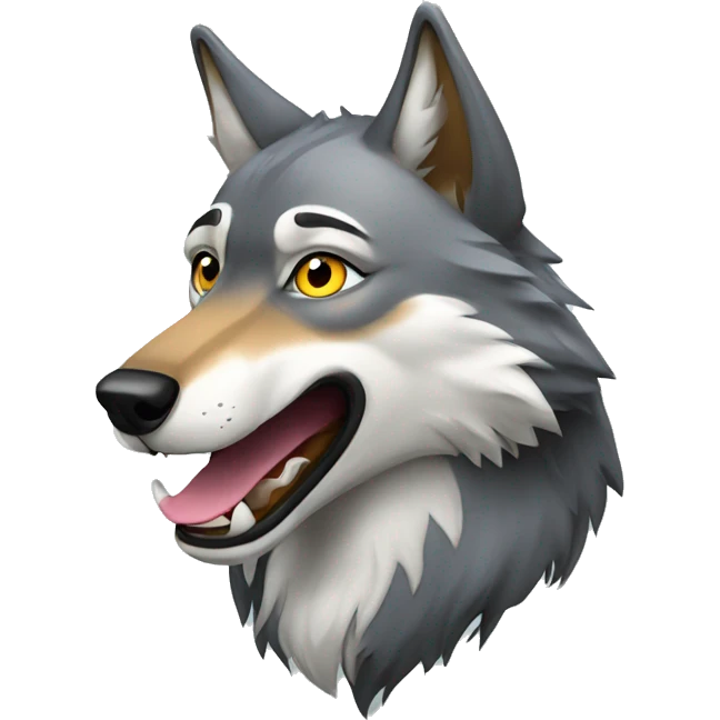 Wolf with quirky f emoji