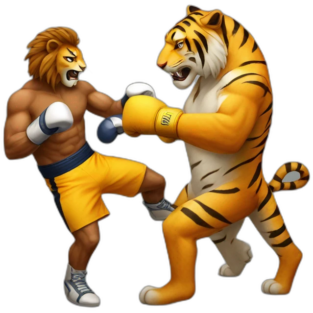 Tiger boxing lion emoji
