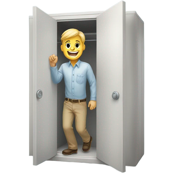 Can you create an emoji that means a white person getting out of the closet with a happy face.  emoji