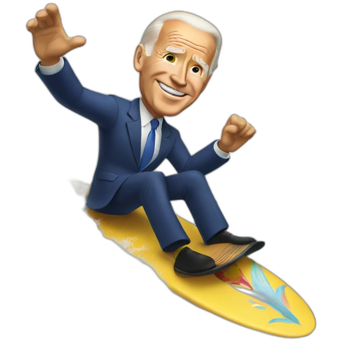biden riding the waves on a surf board emoji