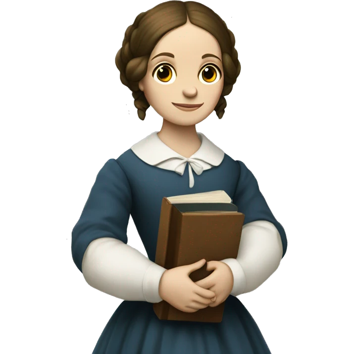Charlotte Bronte holds a book in her hand emoji