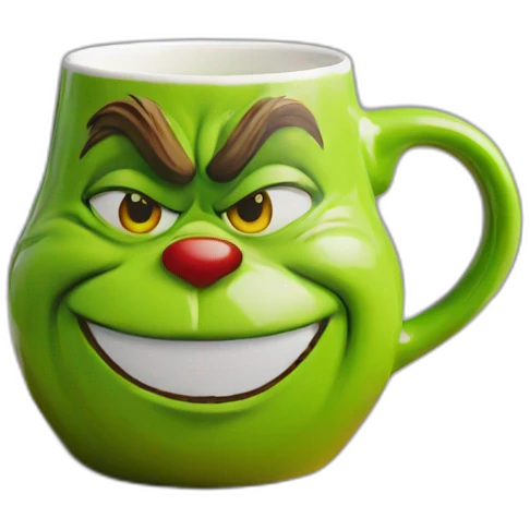 Grinch face shaped mug emoji