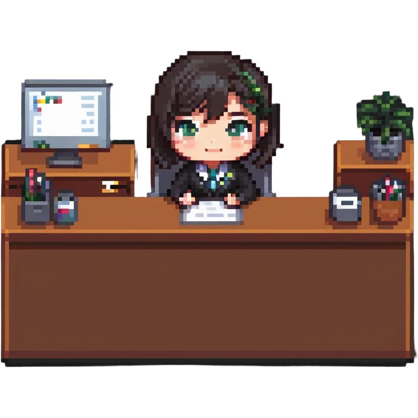 chibi office receptionist at desk emoji