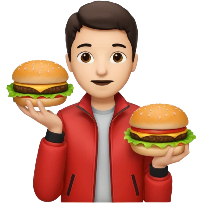 semender with hamburger wearing red jacket emoji