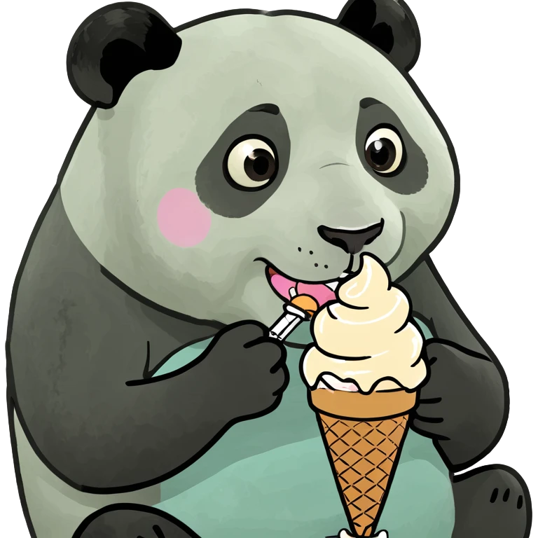Panda eating ice creamy  emoji