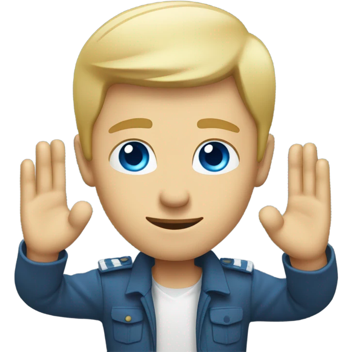 blonde man with blue eyes saluting emoji