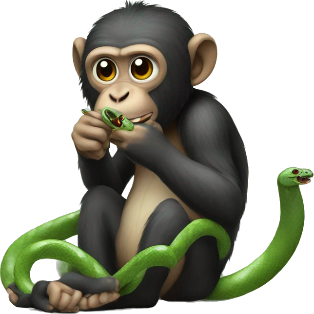 monkey eating snake emoji