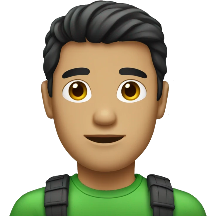 Guy with green t-shirt black hair emoji