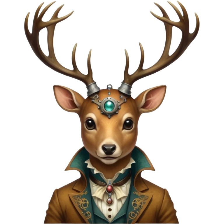 aesthetic brilliant divine lighting, oil paint steam-punk -  hieronymus bosch phantasmagoric mutated creatures - hybrids of human-deer emoji