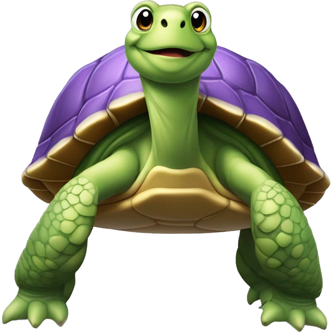 Une tortue se reposant sur une étoile violette emoji