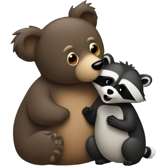 Bear kissing a raccoon  emoji