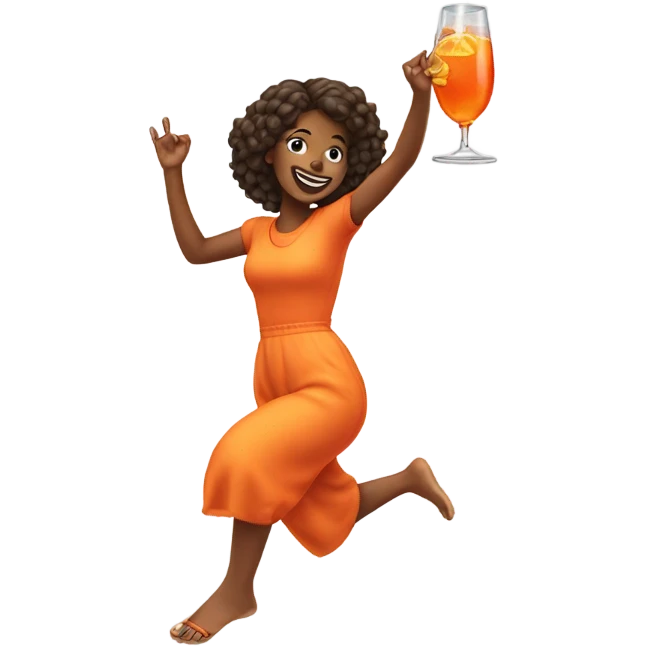 Girl Jumping with aperol spritz  emoji