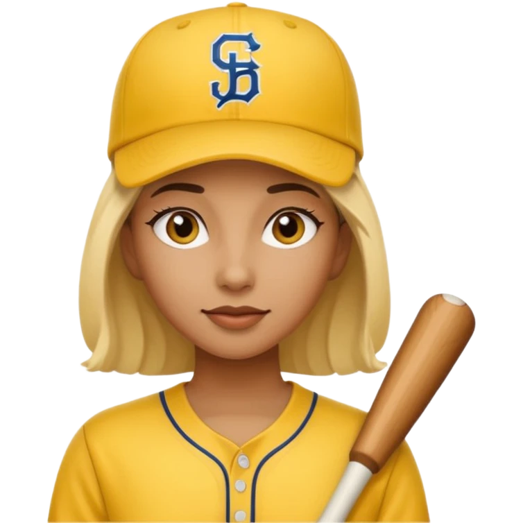 woman with yellow jersey and baseball hat emoji