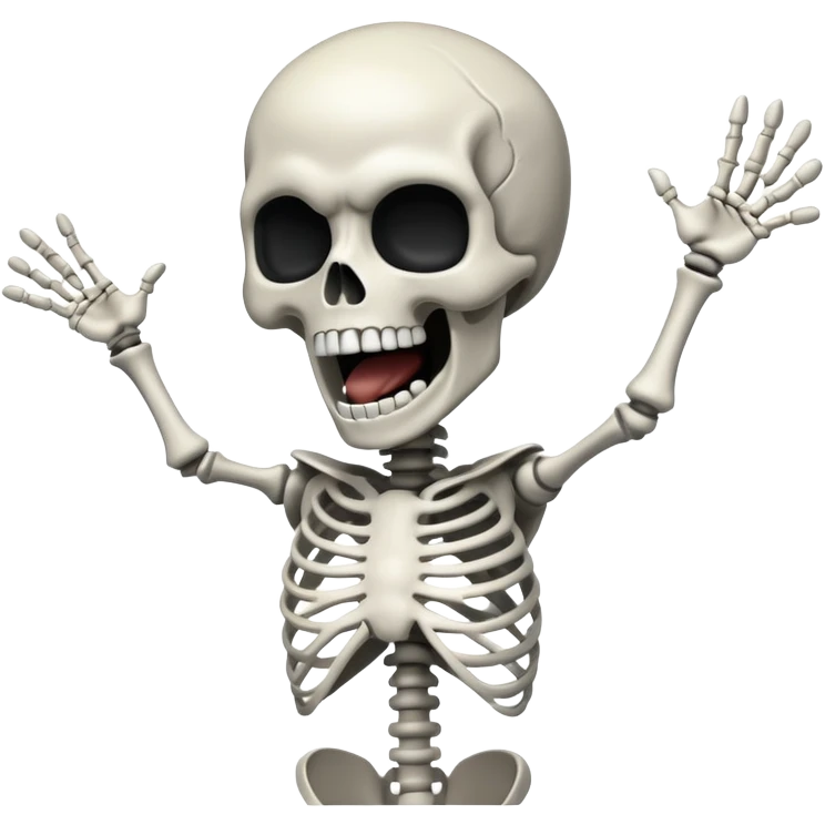Skeleton super idol with no eyes screaming and skeleton super idol is a (somewhat whitish) gray color and the background is pitch black emoji