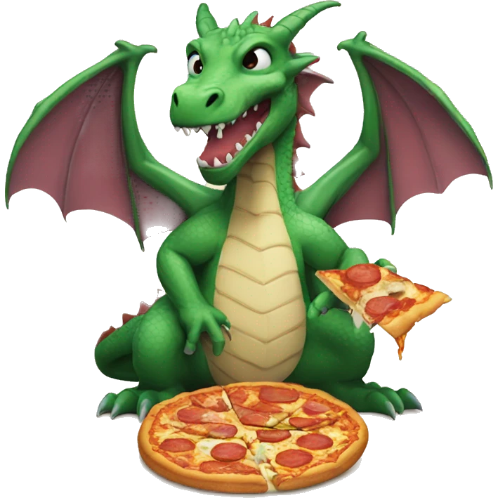 Dragon eating a pizza emoji