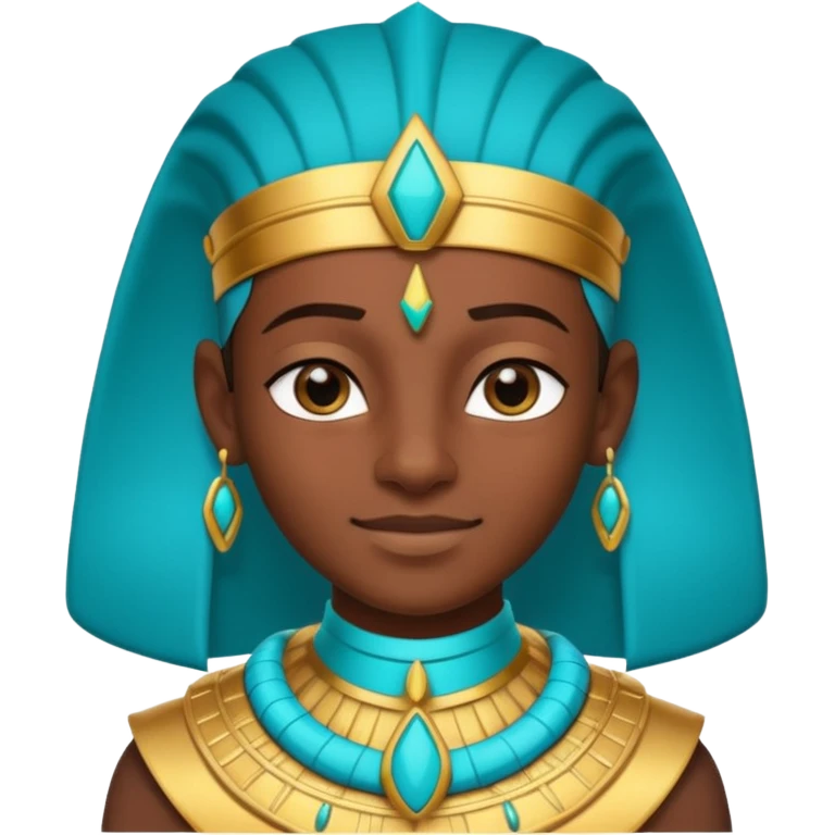A young pharaoh with bright eyeliner, turquoise collar, and a confident proud smile.
 emoji
