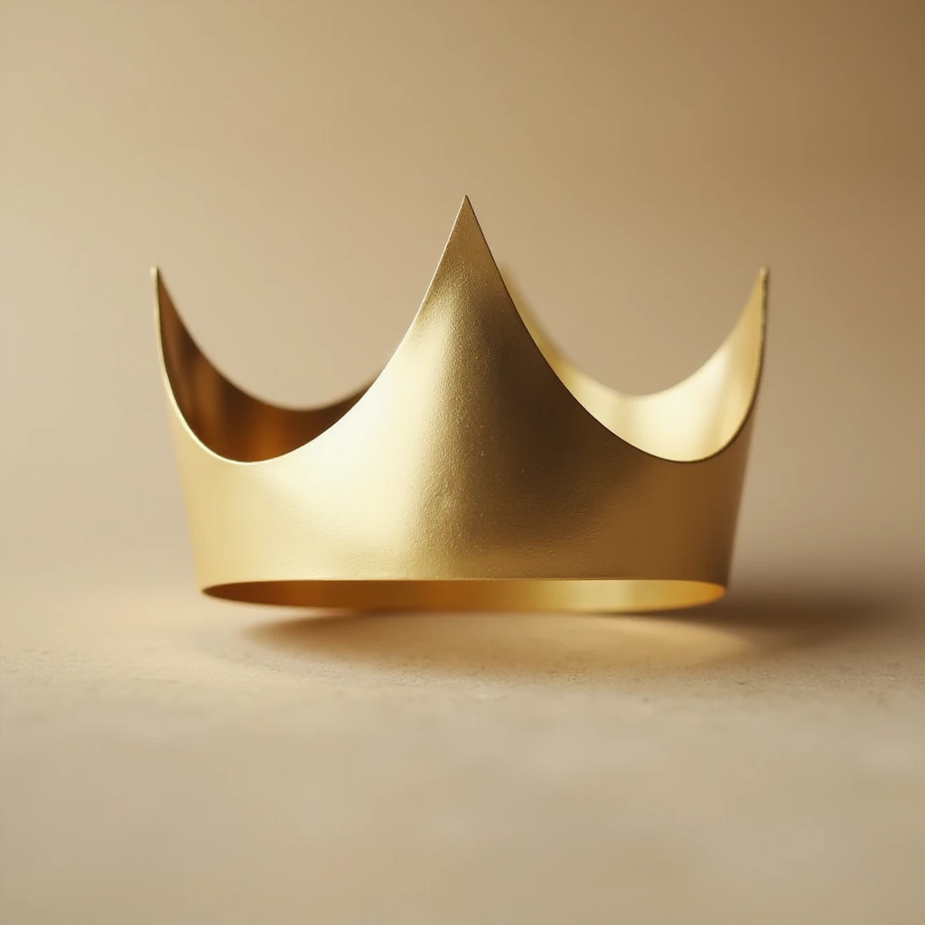 gold crown, modern, metallic, soft gold hue, minimal background emoji