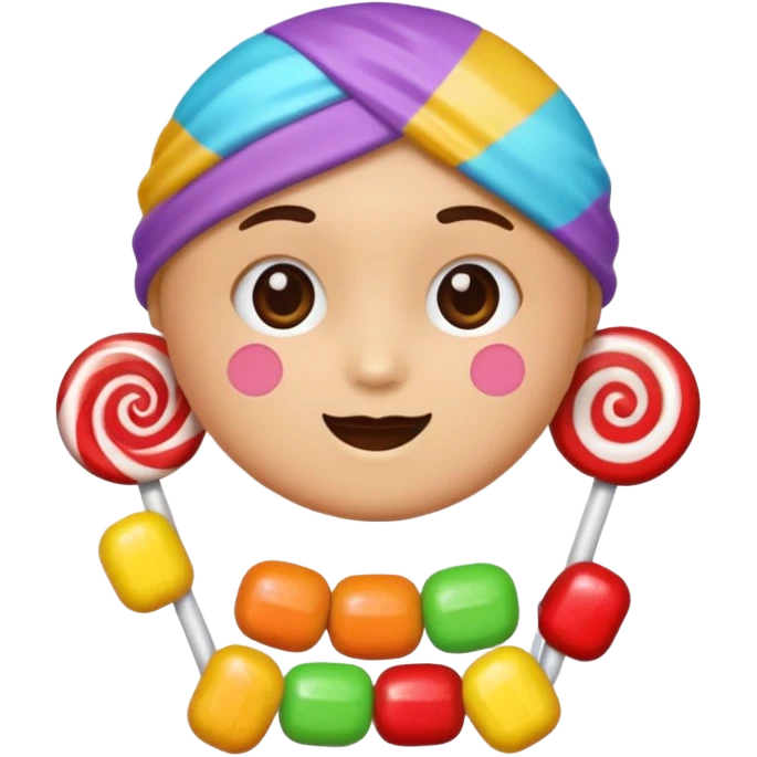 candy with a face and accessories emoji