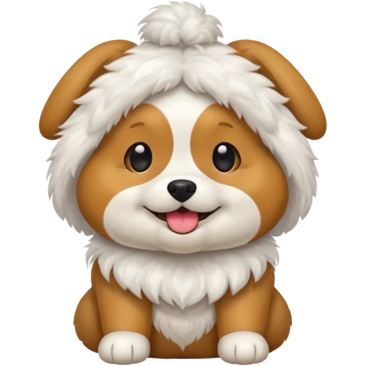Dog wearing a goodie emoji