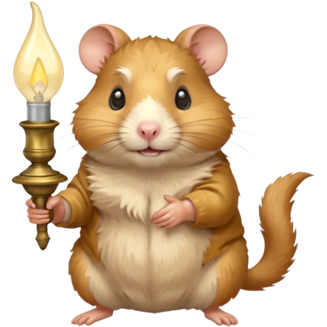 old Hamster holding oil lighting lamp emoji
