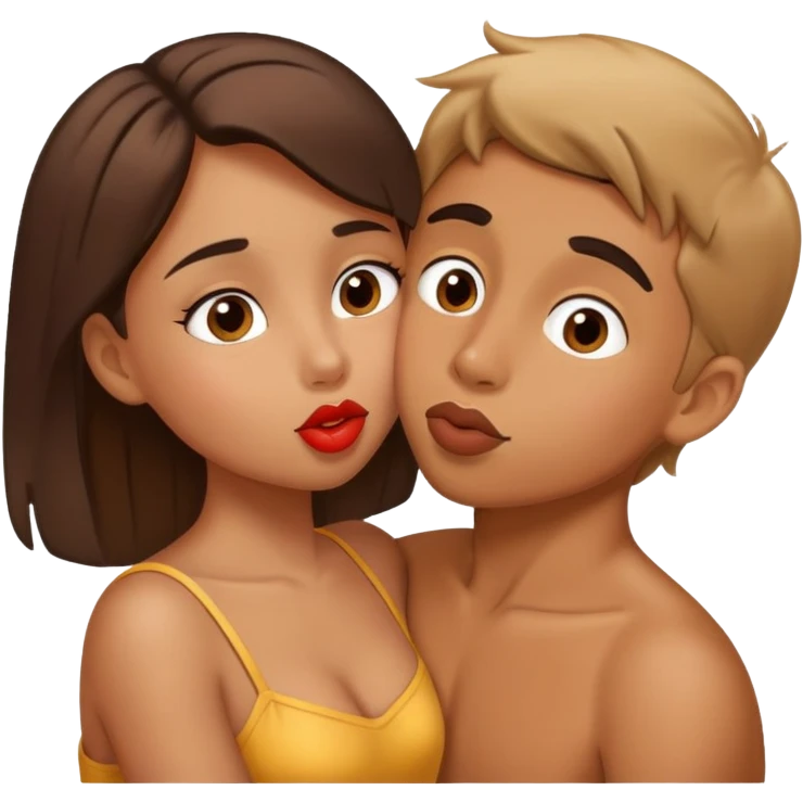 Girl giving boy many kisses emoji