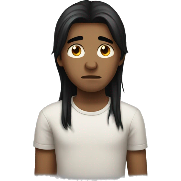 Sad boy long black hair emoji