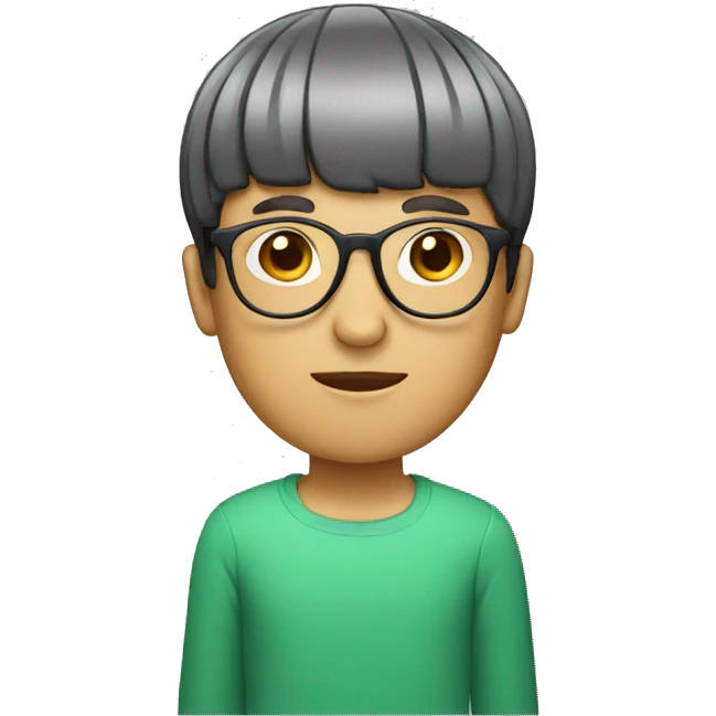 man with a bowl cut and glasses emoji