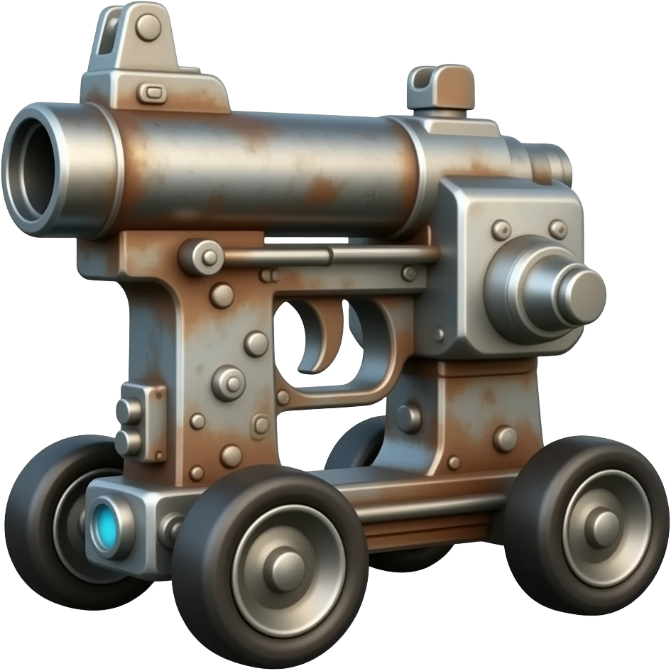 rusty gun machine on wheels emoji
