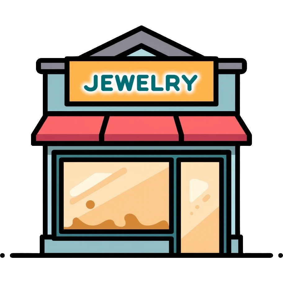 Jewelry shop building with sign emoji