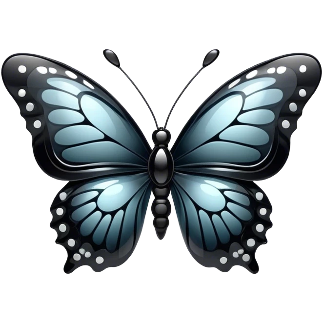 Glossy shiny Obsidian glass butterfly emoji