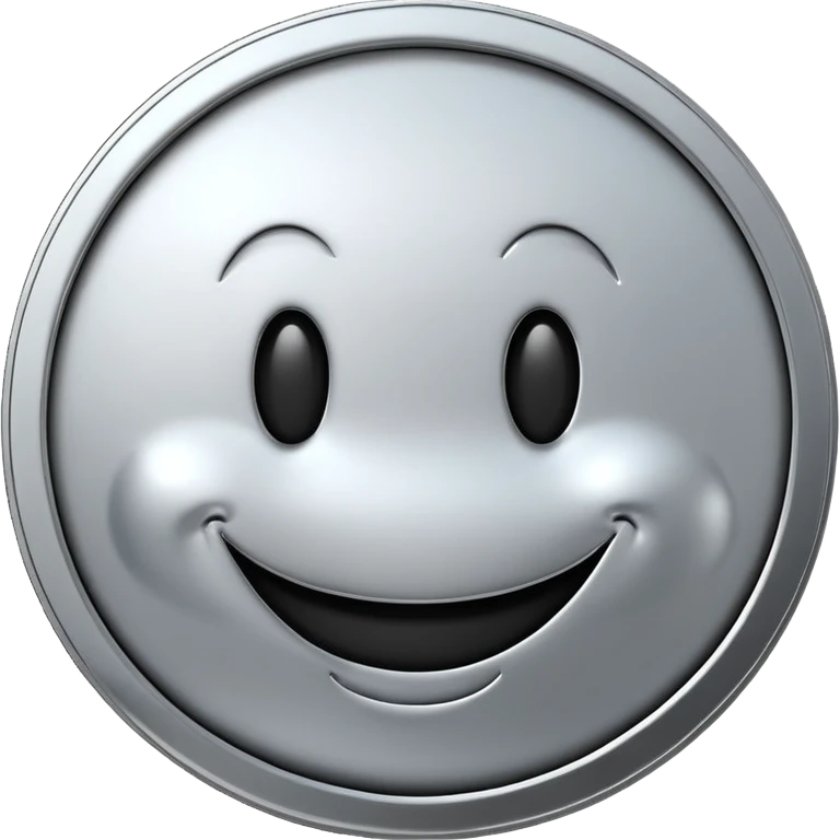 Silver coin smiley face emoji