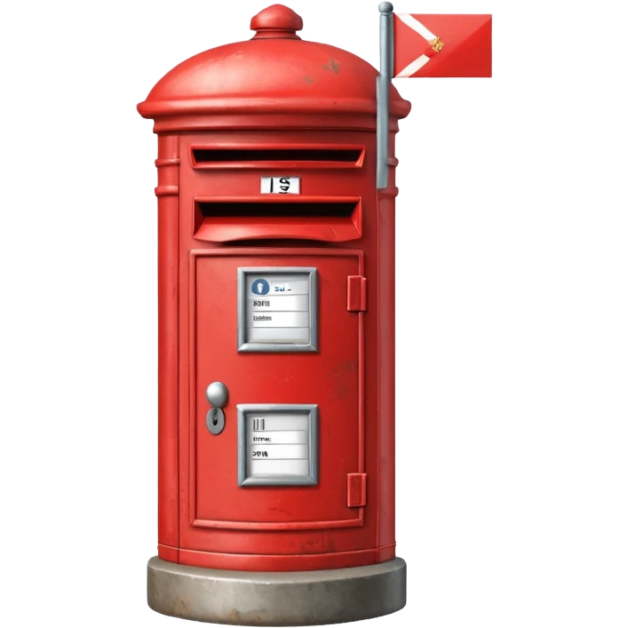 red postbox with a flag up emoji