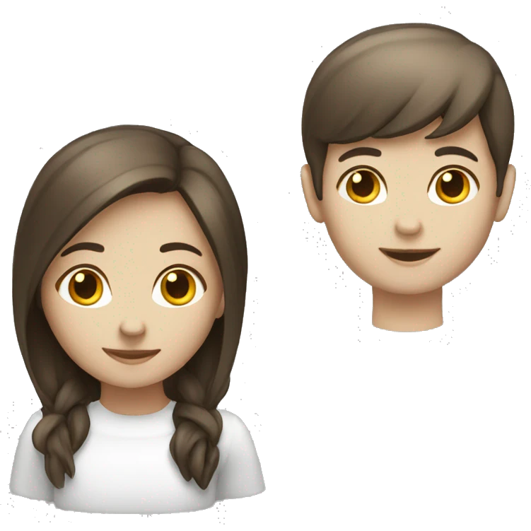 Brunette girl boy white emoji