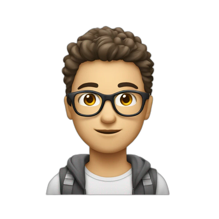 joven piel blanca gafas saludando emoji