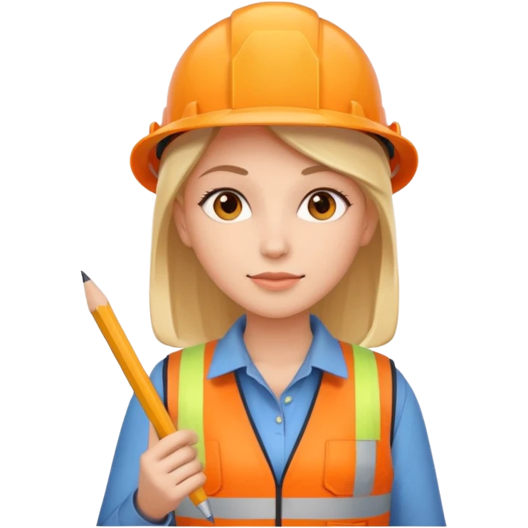 worker woman wearing orange west holding a pencil emoji