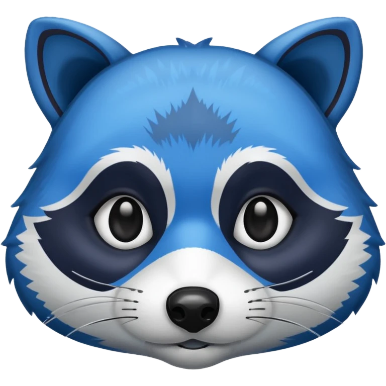 Bright blue racoon face emoji