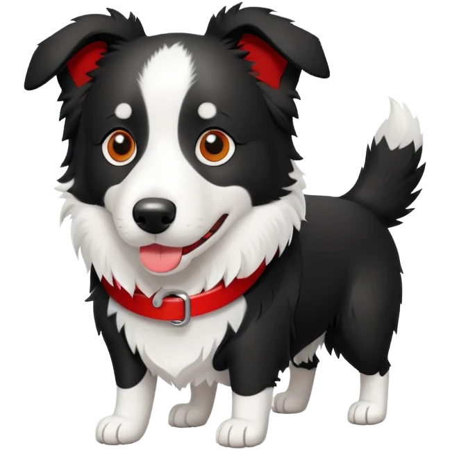 Border Collie black and white with a red collar  emoji