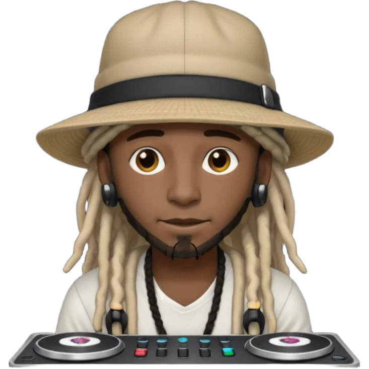 dreadlocks, DJ with wide-brim cap emoji