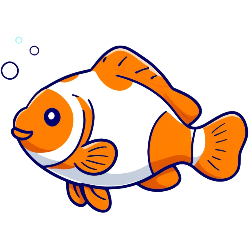 happy clownfish with bubbles emoji