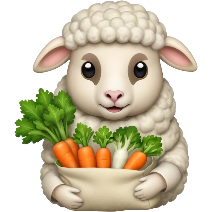 sheep holding vegetables bag emoji