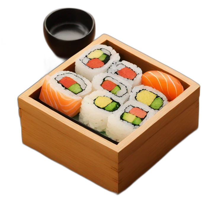 sushi bento wooden box emoji