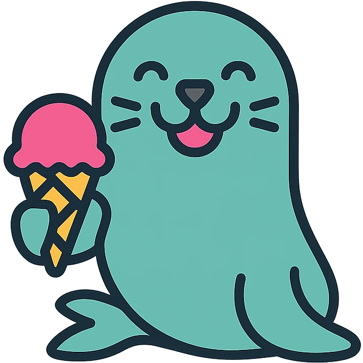 happy seal eating ice cream emoji