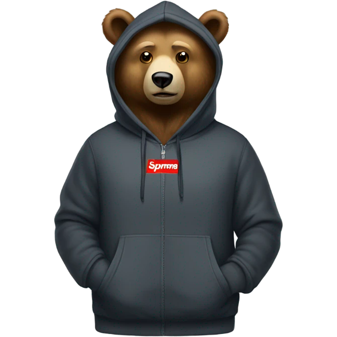 Bear wearing a supreme hoodie emoji