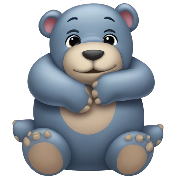 teddy bear hugging a baby hippo emoji