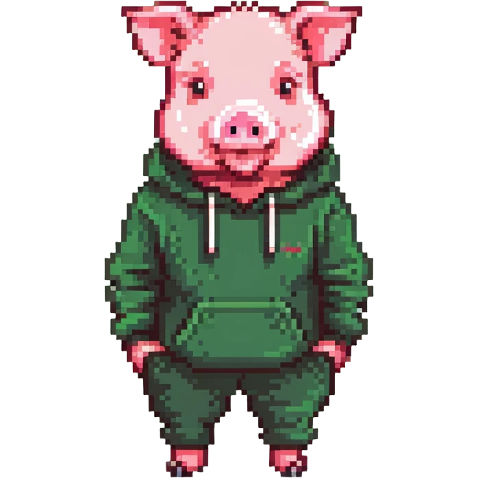 pig with a beard wearing a green sweatshirt emoji