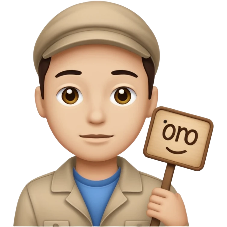 a single 2D line-drawn character + small detailed shop emoji