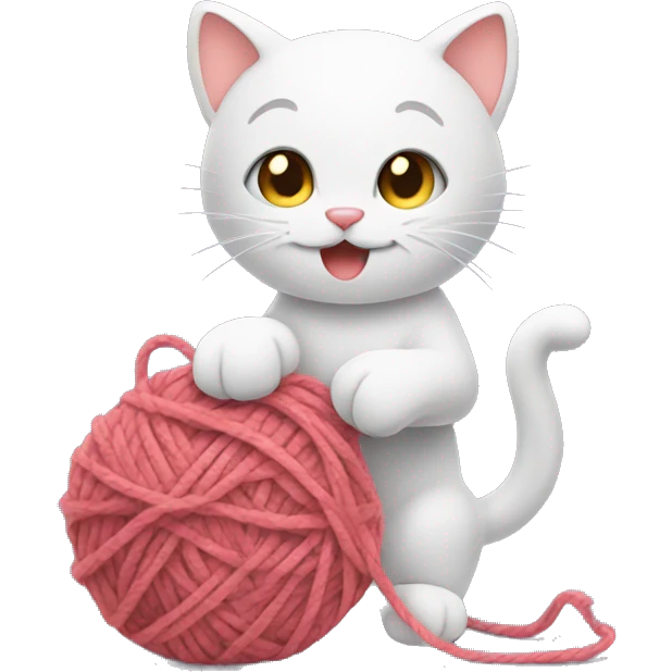Kitty playing with yarn emoji